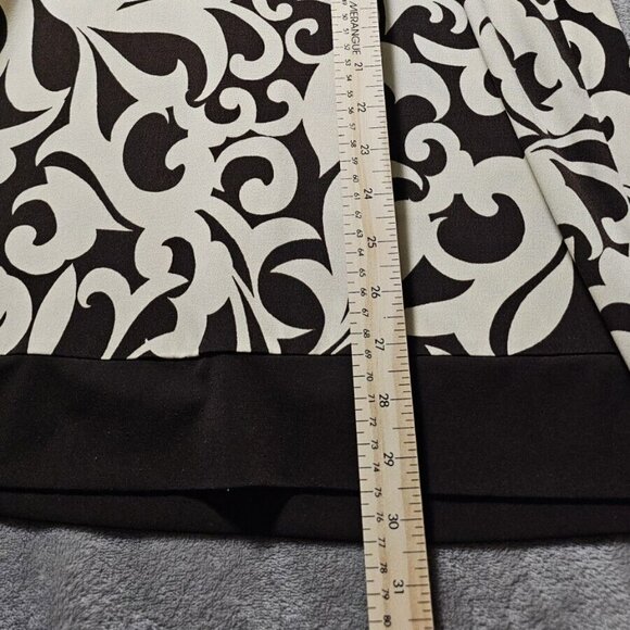Sweet Storm Dress Women Medium Cream & Chocolate Brown 3/4 Sleeve Slip Stretchy - Picture 5 of 7
